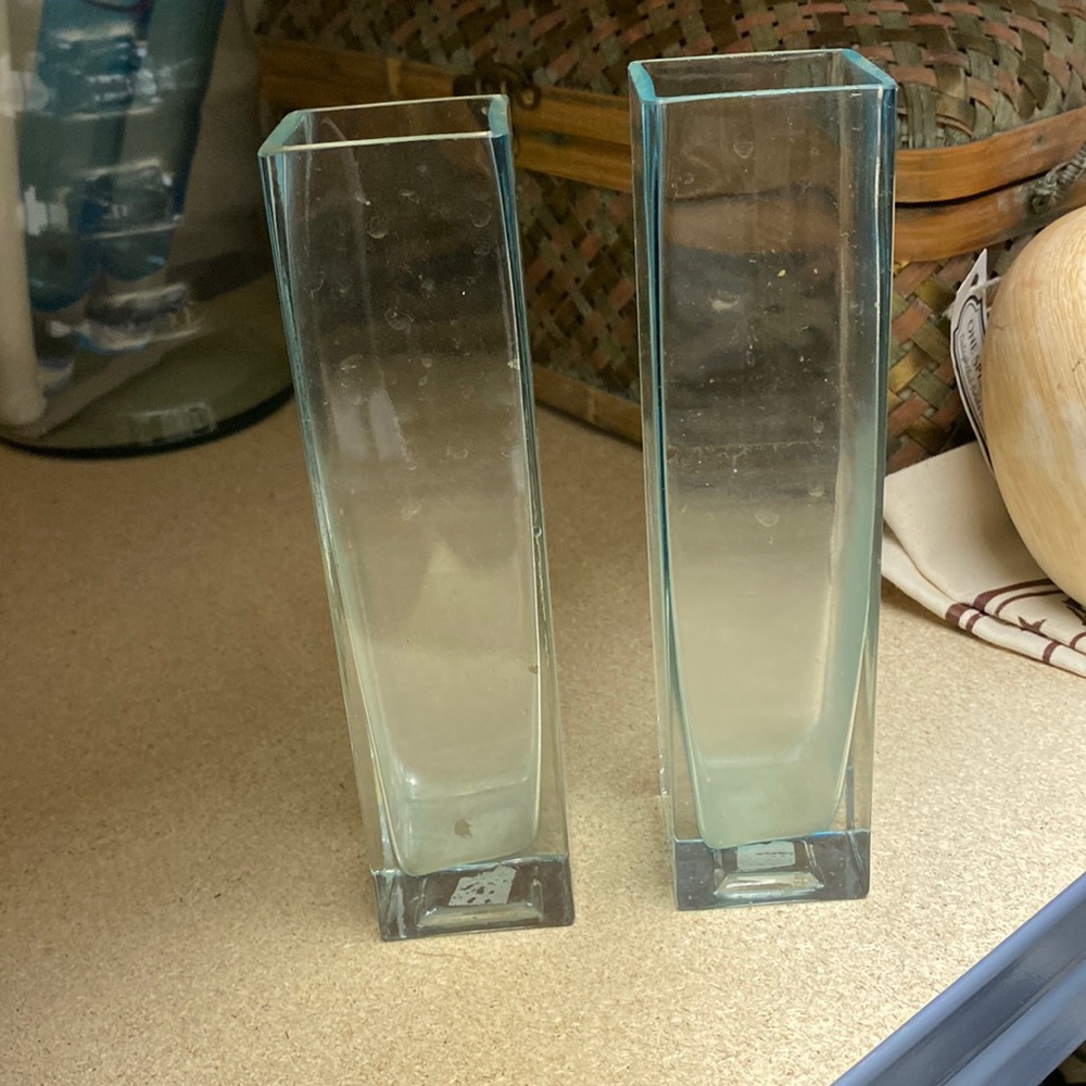 Glass Square Vase Set (2)